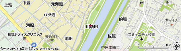 愛知県西尾市天竹町（川新田）周辺の地図