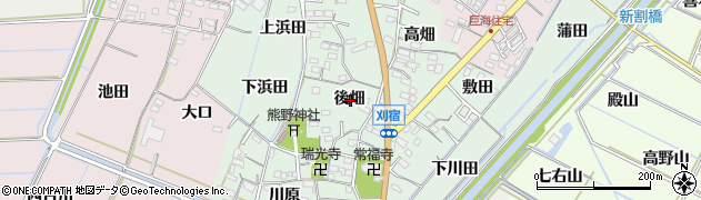 愛知県西尾市刈宿町後畑周辺の地図