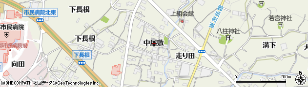 愛知県蒲郡市豊岡町中屋敷周辺の地図