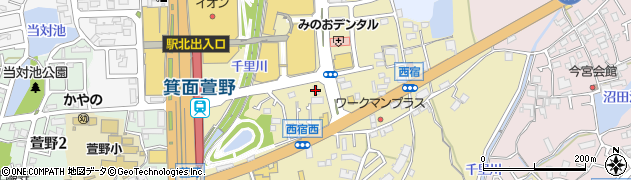 トヨタレンタリース大阪箕面店周辺の地図