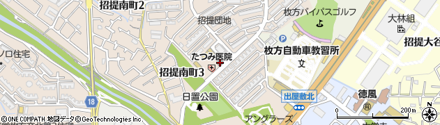 枚方招提団地内郵便局周辺の地図