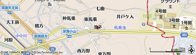 愛知県幸田町（額田郡）深溝（池下）周辺の地図