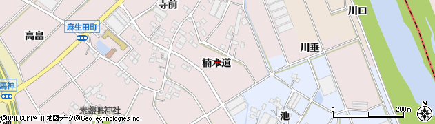 愛知県豊川市麻生田町（楠木道）周辺の地図