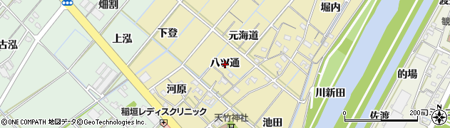 愛知県西尾市天竹町（八ツ通）周辺の地図
