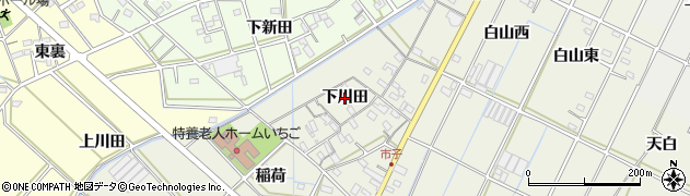 愛知県西尾市市子町（下川田）周辺の地図