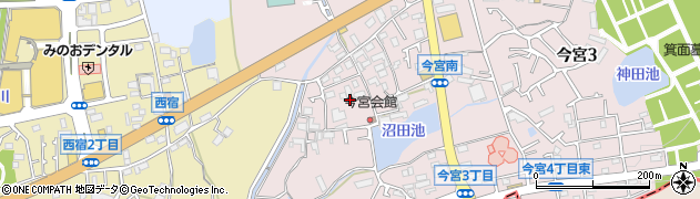 大阪府箕面市今宮周辺の地図