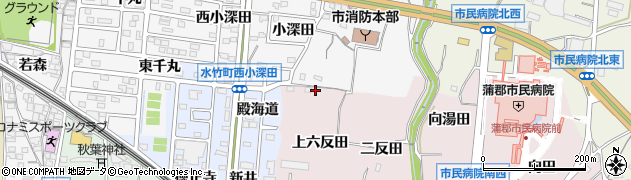 愛知県蒲郡市平田町上六反田周辺の地図