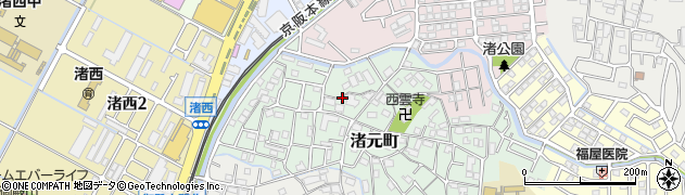 大阪府枚方市渚元町周辺の地図