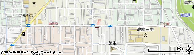 高槻芝生郵便局周辺の地図