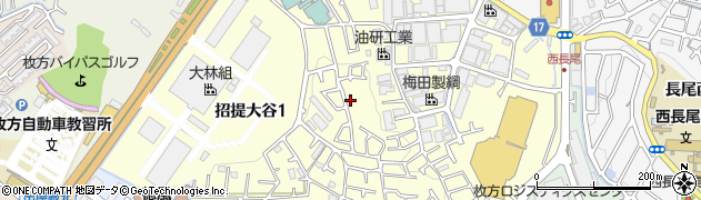 大阪府枚方市招提大谷周辺の地図