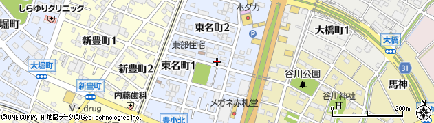 愛知県豊川市東名町周辺の地図