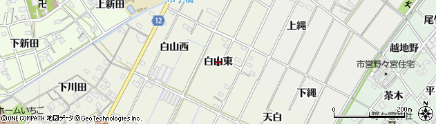 愛知県西尾市市子町（白山東）周辺の地図