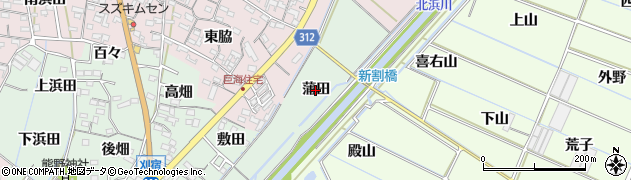 愛知県西尾市刈宿町（蒲田）周辺の地図