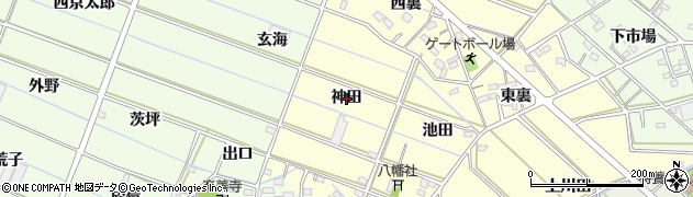 愛知県西尾市下道目記町（神田）周辺の地図