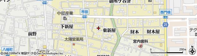 愛知県豊川市市田町（東新屋）周辺の地図