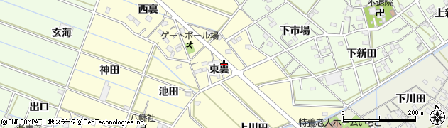 愛知県西尾市下道目記町東裏46周辺の地図
