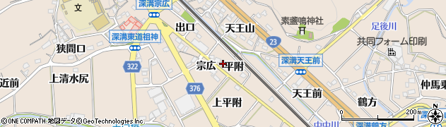 愛知県額田郡幸田町深溝平附26周辺の地図