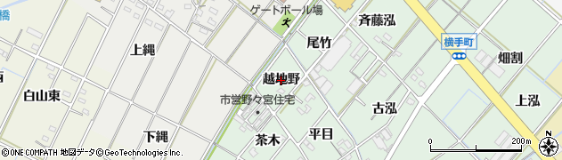 愛知県西尾市野々宮町（越地野）周辺の地図