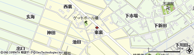 愛知県西尾市下道目記町東裏32周辺の地図