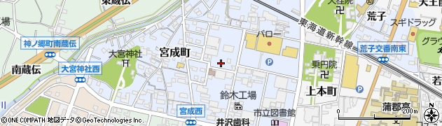 愛知県蒲郡市宮成町周辺の地図