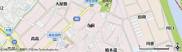 愛知県豊川市麻生田町寺前周辺の地図