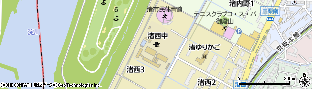 大阪府枚方市渚西3丁目周辺の地図