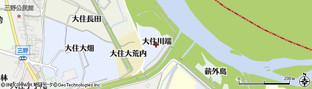 京都府京田辺市大住川端周辺の地図