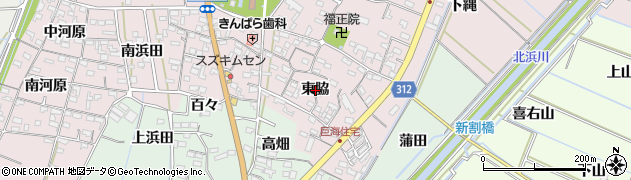 愛知県西尾市巨海町東脇周辺の地図