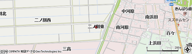 愛知県西尾市中根町（二ノ割東）周辺の地図