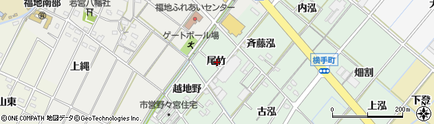 愛知県西尾市野々宮町尾竹周辺の地図