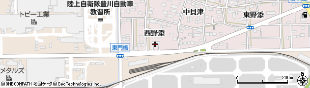 愛知県豊川市本野町西野添34周辺の地図