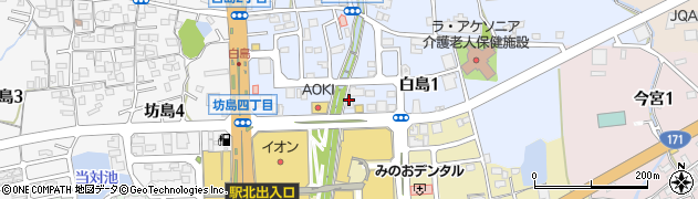 プラージュ箕面萱野店周辺の地図