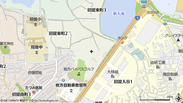 〒573-1154 大阪府枚方市招提東町の地図