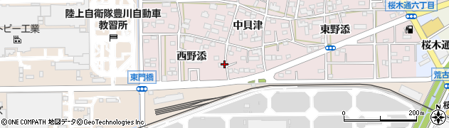 愛知県豊川市本野町西野添36周辺の地図