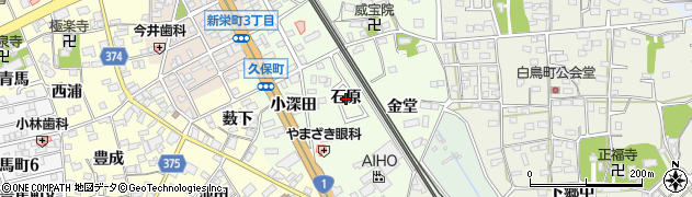 愛知県豊川市久保町（石原）周辺の地図