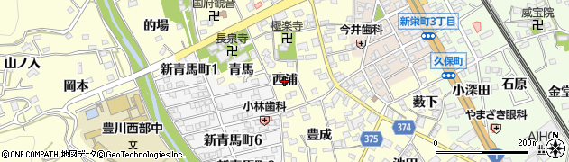愛知県豊川市国府町（西浦）周辺の地図