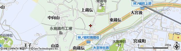 愛知県蒲郡市神ノ郷町上蔵伝周辺の地図
