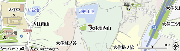 京都府京田辺市大住地内山周辺の地図