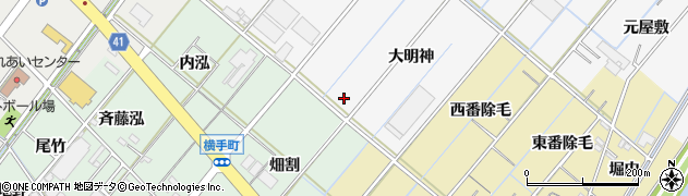 愛知県西尾市鎌谷町大島周辺の地図