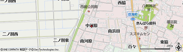 愛知県西尾市巨海町（中河原）周辺の地図