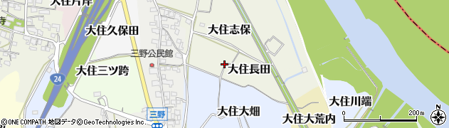 京都府京田辺市大住長田周辺の地図