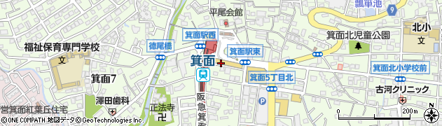デイリーヤマザキ箕面駅前店周辺の地図