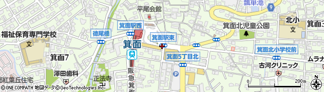 箕面駅東周辺の地図