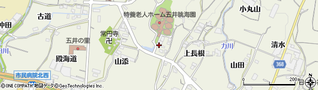 愛知県蒲郡市五井町（五反田）周辺の地図