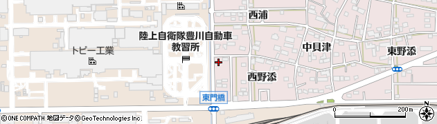 愛知県豊川市本野町西野添3周辺の地図