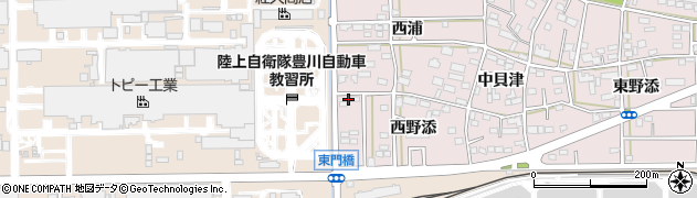 愛知県豊川市本野町西野添1周辺の地図