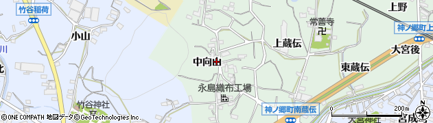 愛知県蒲郡市神ノ郷町中向山周辺の地図