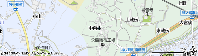 愛知県蒲郡市神ノ郷町（中向山）周辺の地図