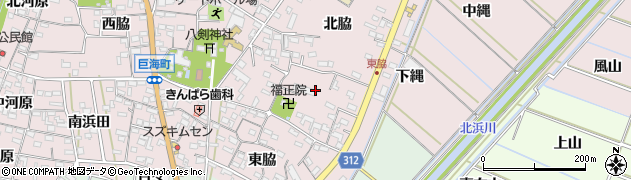 愛知県西尾市巨海町（宮東）周辺の地図