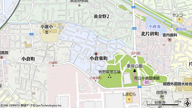 〒573-1174 大阪府枚方市小倉東町の地図